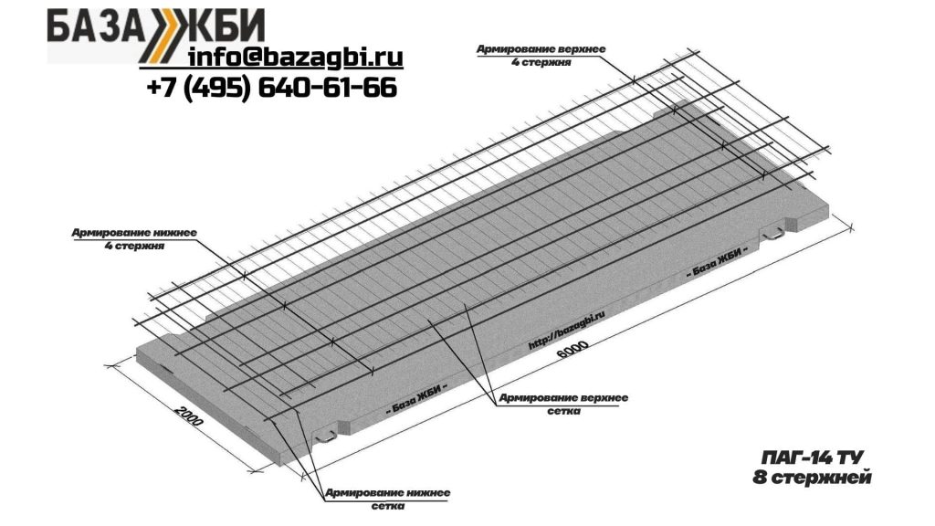 ПАГ 14 ТУ 8 стержней схема армирования